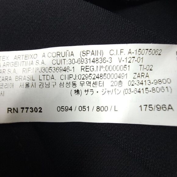 ZARA Textured Crepe Long Sleeve Asymmetric Blouse Flowy Top Minimal Large Black - Picture 7 of 7